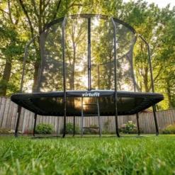 VirtuFit Premium Rechthoekige Trampoline met Veiligheidsnet - Zwart - 183 x 274 cm - Gratis trap