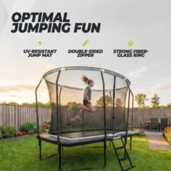 VirtuFit Premium Rechthoekige Trampoline met Veiligheidsnet - Zwart - 183 x 274 cm - Gratis trap