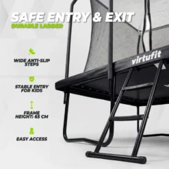 VirtuFit Premium Rechthoekige Trampoline met Veiligheidsnet - Zwart - 183 x 274 cm - Gratis trap