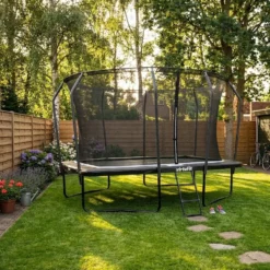 VirtuFit Premium Rechthoekige Trampoline met Veiligheidsnet - Zwart - 244 x 366 cm - Gratis trap