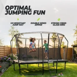 VirtuFit Premium Rechthoekige Trampoline met Veiligheidsnet - Zwart - 244 x 366 cm - Gratis trap