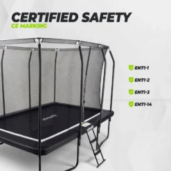 VirtuFit Premium Rechthoekige Trampoline met Veiligheidsnet - Zwart - 244 x 366 cm - Gratis trap