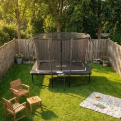 VirtuFit Premium Rechthoekige Trampoline met Veiligheidsnet - Zwart - 213 x 305 cm - Gratis trap
