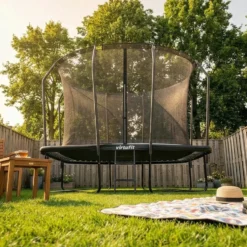 VirtuFit Premium Rechthoekige Trampoline met Veiligheidsnet - Zwart - 213 x 305 cm - Gratis trap