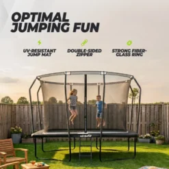 VirtuFit Premium Rechthoekige Trampoline met Veiligheidsnet - Zwart - 213 x 305 cm - Gratis trap