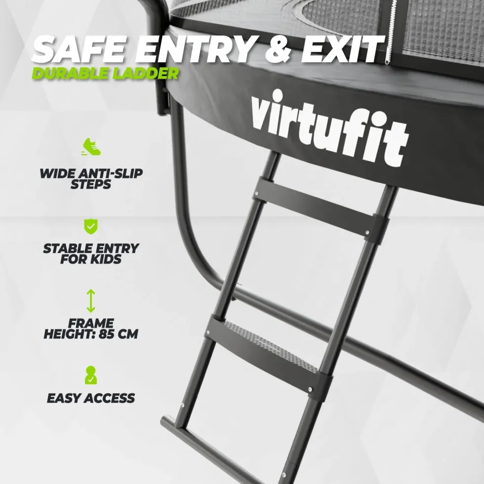 VirtuFit Premium Trampoline met Veiligheidsnet - Zwart - 366 cm
