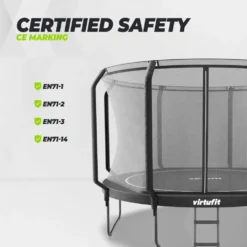 VirtuFit Premium Trampoline met Veiligheidsnet - Zwart - 366 cm