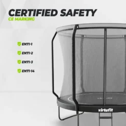 VirtuFit Premium Trampoline met Veiligheidsnet - Zwart - 251 cm