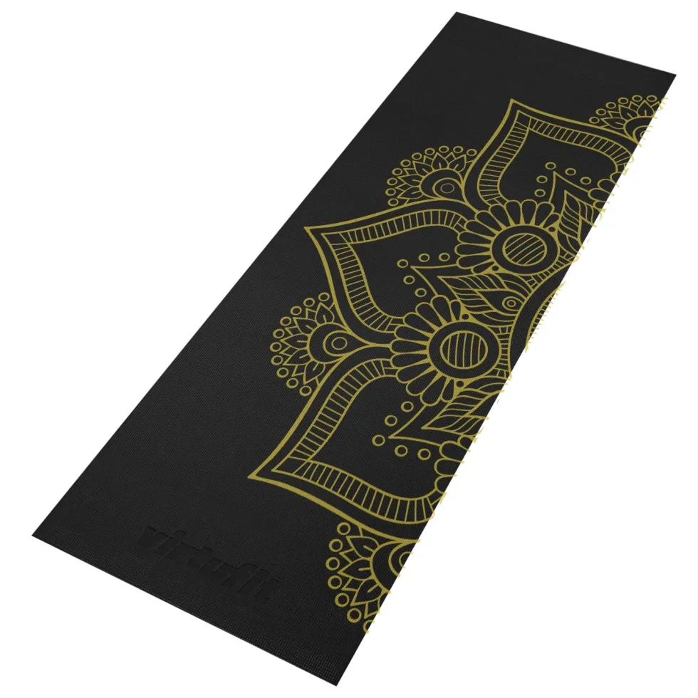 VirtuFit Premium Yogamat - 183 x 61 x 0,4 cm - Onyx Black Mandala