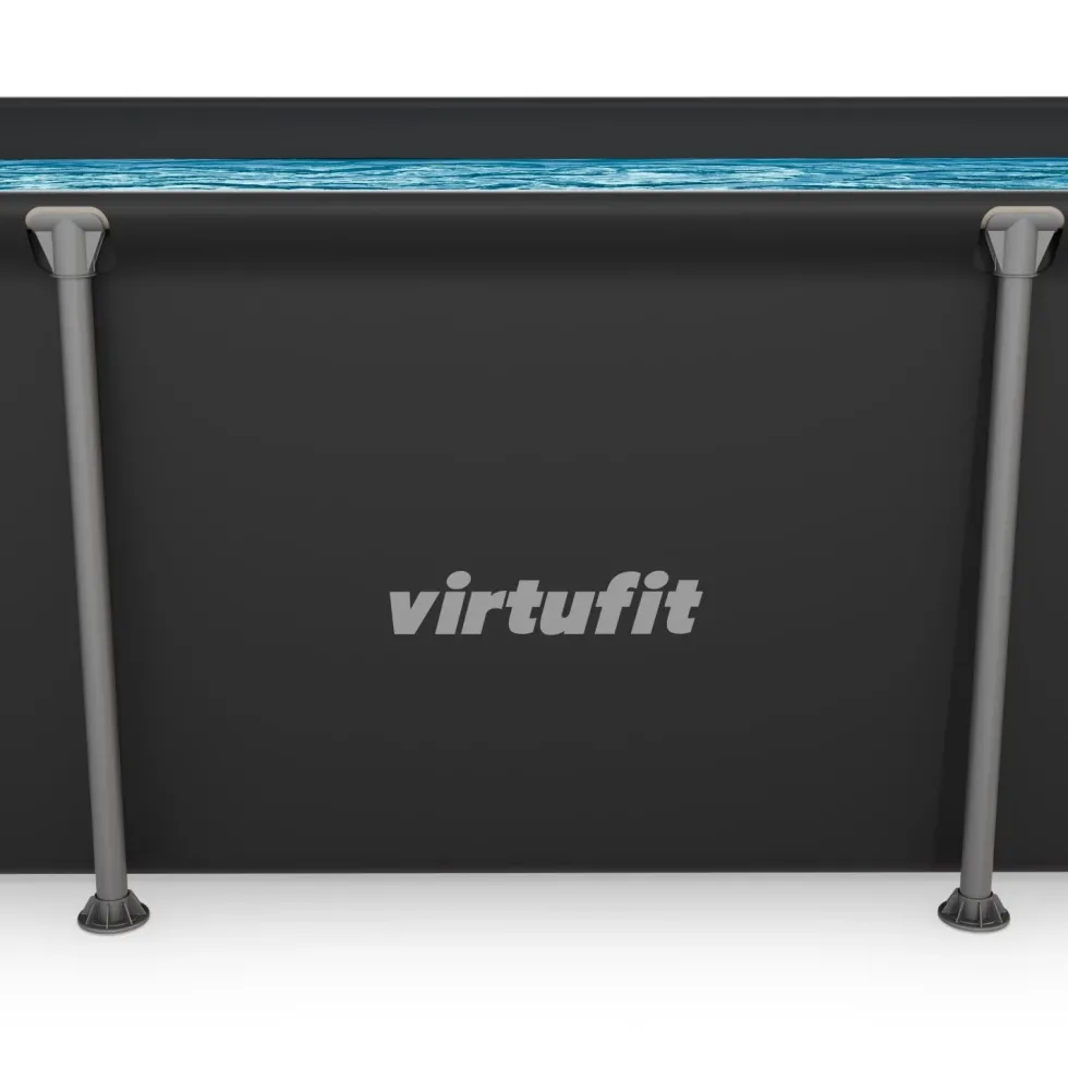 VirtuFit Rechthoekig Zwembad - 260 x 180 x 66 cm - Antraciet - Inclusief Filterpomp