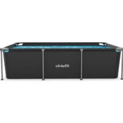 VirtuFit Rechthoekig Zwembad - 260 x 180 x 66 cm - Antraciet - Inclusief Filterpomp