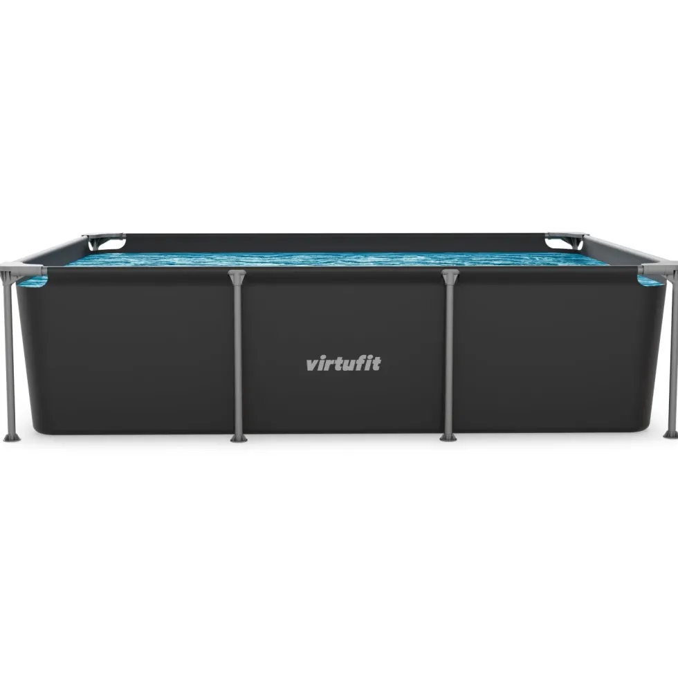 VirtuFit Rechthoekig Zwembad - 260 x 180 x 66 cm - Antraciet - Inclusief Filterpomp