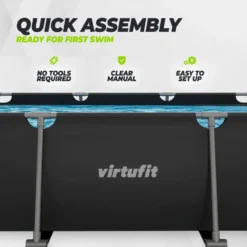 VirtuFit Rechthoekig Zwembad - 300 x 210 x 66 cm - Antraciet - Inclusief Filterpomp