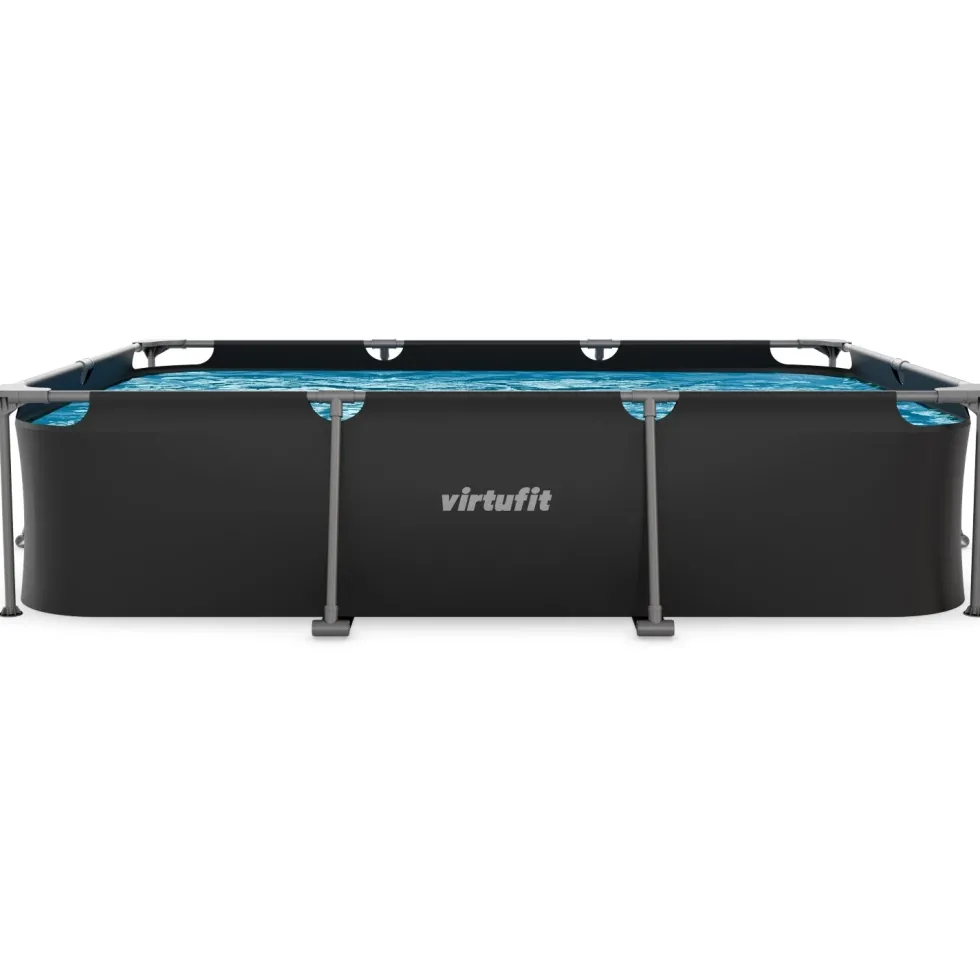 VirtuFit Rechthoekig Zwembad - 300 x 210 x 66 cm - Antraciet - Inclusief Filterpomp