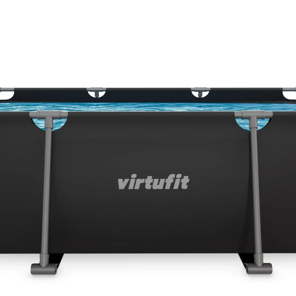 VirtuFit Rechthoekig Zwembad - 300 x 210 x 66 cm - Antraciet - Inclusief Filterpomp