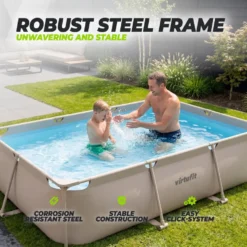 VirtuFit Rechthoekig Zwembad - 300 x 210 x 66 cm - Beige - Inclusief Filterpomp