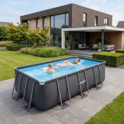 VirtuFit Rechthoekig Zwembad 400 x 200 x 122 cm - Antraciet - Inclusief Filterpomp