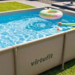 VirtuFit Rechthoekig Zwembad - 260 x 180 x 66 cm - Beige - Inclusief Filterpomp