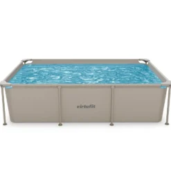 VirtuFit Rechthoekig Zwembad - 260 x 180 x 66 cm - Beige - Inclusief Filterpomp