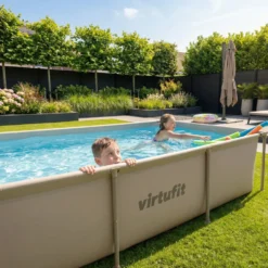 VirtuFit Rechthoekig Zwembad - 260 x 180 x 66 cm - Beige - Inclusief Filterpomp