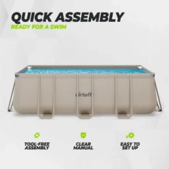 VirtuFit Rechthoekig Zwembad 400 x 200 x 122 cm - Beige - Inclusief Filterpomp