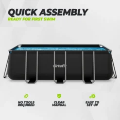 VirtuFit Rechthoekig Zwembad 400 x 200 x 122 cm - Antraciet