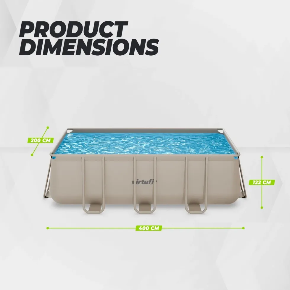 VirtuFit Rechthoekig Zwembad 400 x 200 x 122 cm - Beige