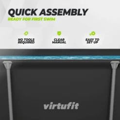 VirtuFit Rechthoekig Zwembad - 260 x 180 x 66 cm - Antraciet