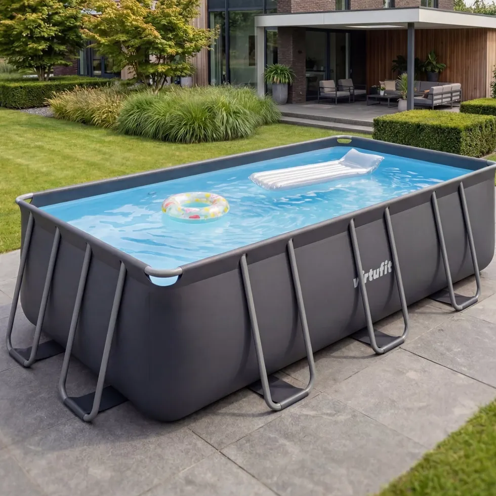 VirtuFit Rechthoekig Zwembad 400 x 200 x 122 cm - Antraciet - Compleet Pakket