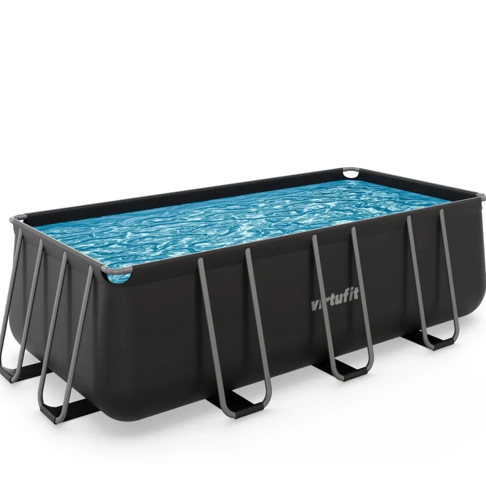 VirtuFit Rechthoekig Zwembad 400 x 200 x 122 cm - Antraciet - Compleet Pakket