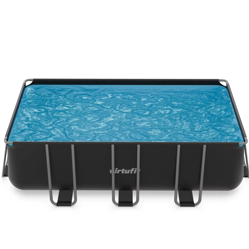 VirtuFit Rechthoekig Zwembad 400 x 200 x 122 cm - Antraciet - Compleet Pakket