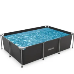 VirtuFit Rechthoekig Zwembad - 260 x 180 x 66 cm - Antraciet - Compleet Pakket