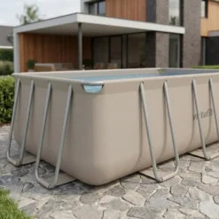 VirtuFit Rechthoekig Zwembad 400 x 200 x 122 cm - Beige - Compleet Pakket