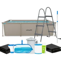 VirtuFit Rechthoekig Zwembad - 260 x 180 x 66 cm - Beige - Compleet Pakket
