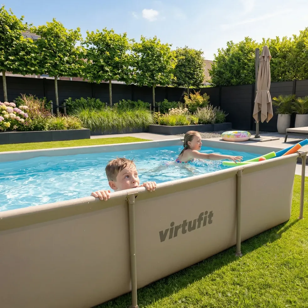 VirtuFit Rechthoekig Zwembad - 260 x 180 x 66 cm - Beige - Compleet Pakket