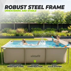 VirtuFit Rechthoekig Zwembad - 260 x 180 x 66 cm - Beige - Compleet Pakket