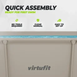VirtuFit Rechthoekig Zwembad - 260 x 180 x 66 cm - Beige - Compleet Pakket