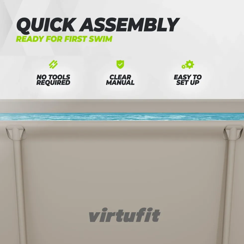 VirtuFit Rechthoekig Zwembad - 260 x 180 x 66 cm - Beige - Compleet Pakket