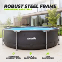 VirtuFit Rond Zwembad - Ø305 x 76 cm - Antraciet - Inclusief Filterpomp