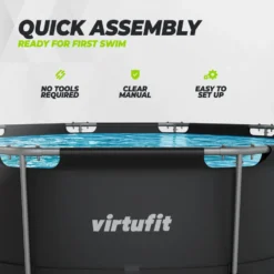VirtuFit Rond Zwembad - Ø366 x 100 cm - Antraciet - Inclusief Filterpomp - Tweedekans