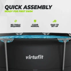 VirtuFit Rond Zwembad - Ø244 x 76 cm - Antraciet - Inclusief Filterpomp