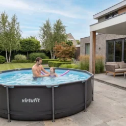 VirtuFit Rond Zwembad Ø244x 76 cm - Antraciet - Compleet pakket