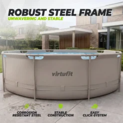 VirtuFit Rond Zwembad - Ø366 x 100 cm - Beige - Inclusief Filterpomp - Tweedekans