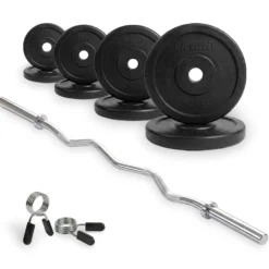 VirtuFit Rubberen Halterset - EZ Curlstang - Veerclip - 30 mm - 43 kg