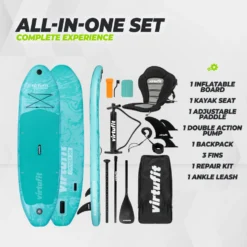 VirtuFit Supboard Cruiser 305 - Turquoise - Met Kajak zitje, accessoires en draagtas