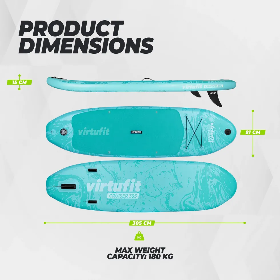 VirtuFit Supboard Cruiser 305 - Zwart - Met Kajak zitje, accessoires en draagtas