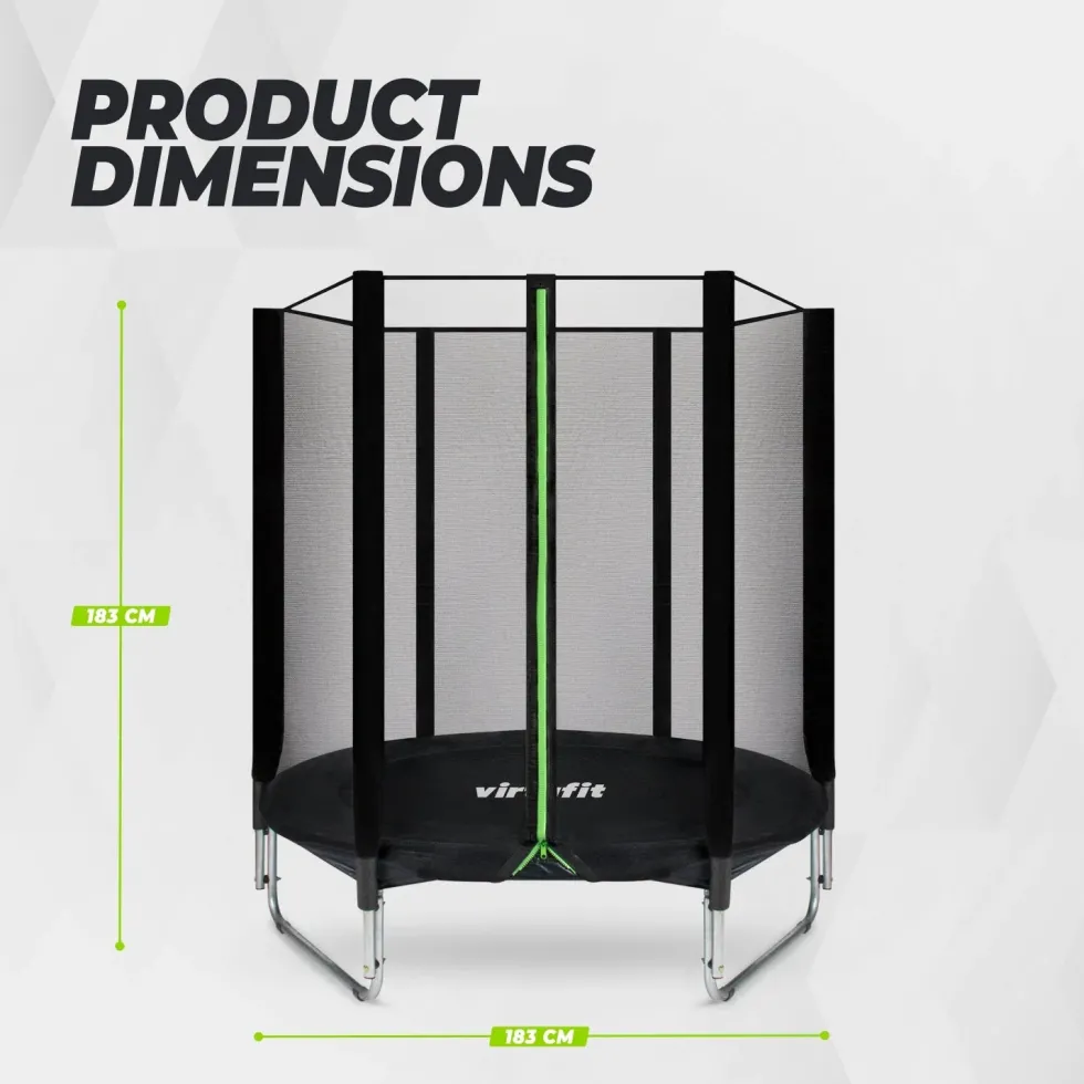 VirtuFit Trampoline met Veiligheidsnet - Zwart - 183 cm