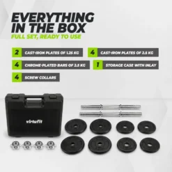 VirtuFit Verstelbare Dumbbellset Pro 20 kg - 2 x 10 kg - Inclusief koffer