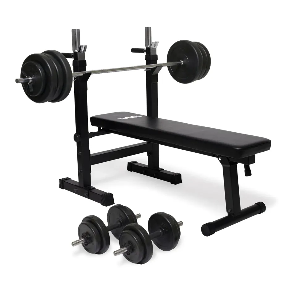 VirtuFit Verstelbare Halterset - 60,5 kg - Halterbank Compact - Dumbbellset - Halterset