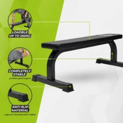 VirtuFit Vlakke Fitnessbank - Trainingsbank - Zwart